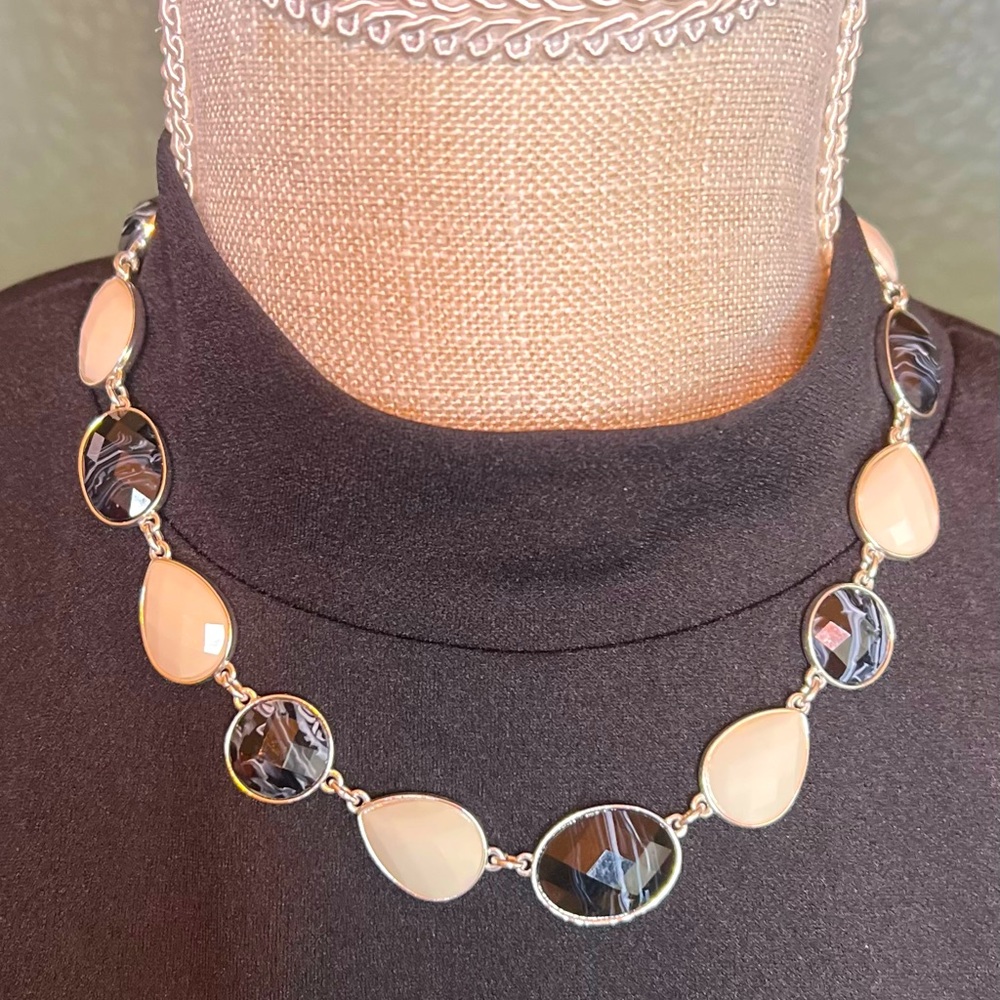 Vintage Black & White Glass Bead Adjustable Length Boho Necklace - Picture 7 of 9